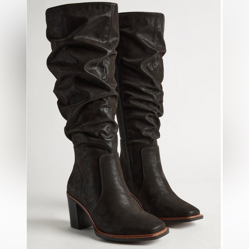 Torrid black Knee-High heeled slouchy boot